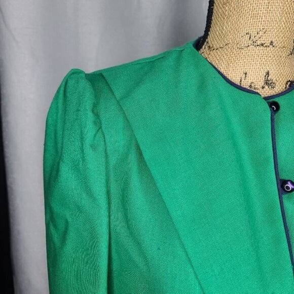 NWT Deadstock Vintage 80s Bright Green Cropped Puff Sleeve Blazer - Picture 6 of 16